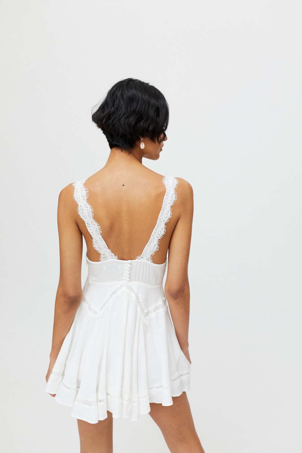 Urban Outfitters Uo Tiffany Lace Trim Mini Dress in White | Lyst