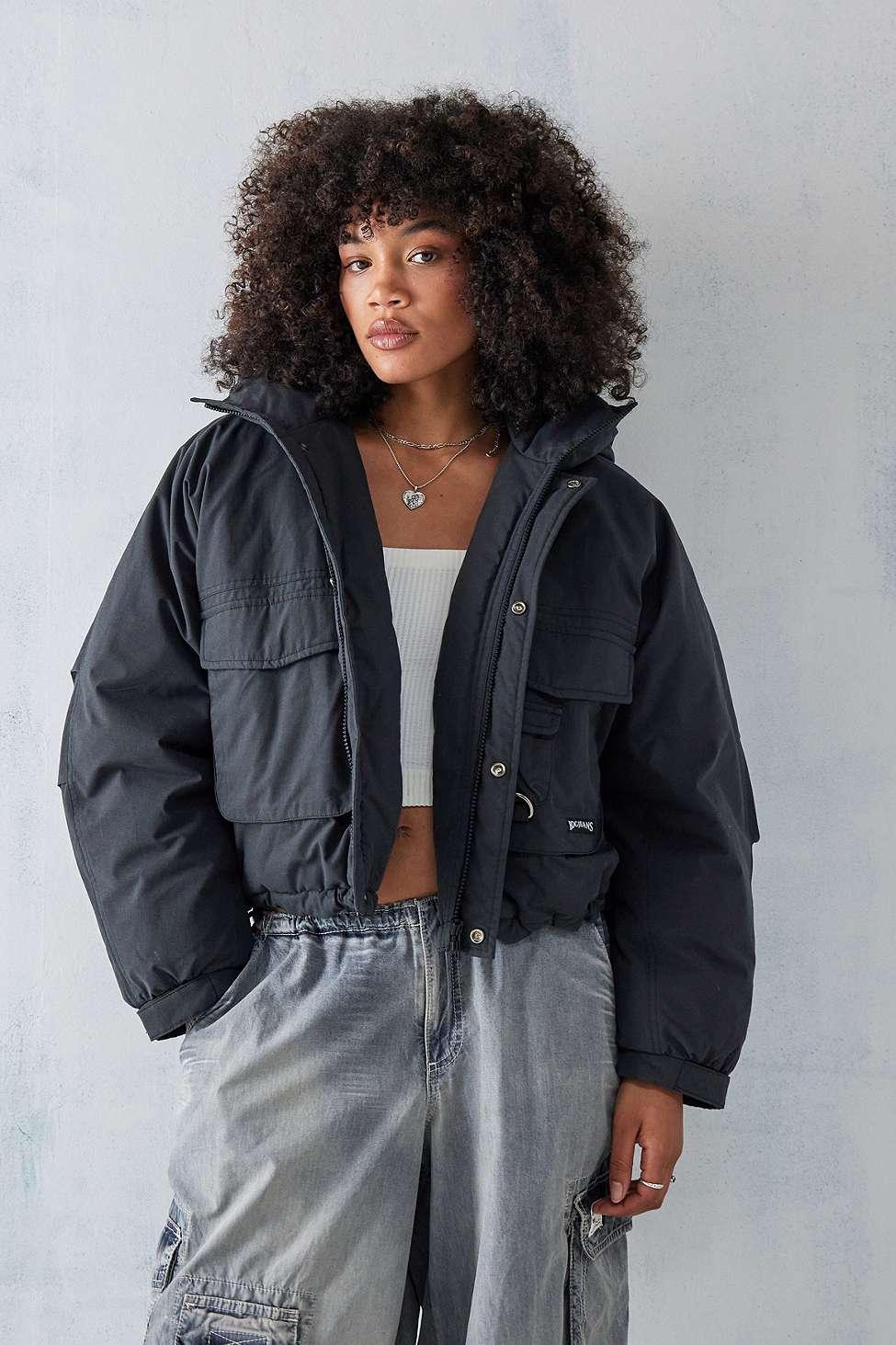 Black cropped utility jacket hotsell