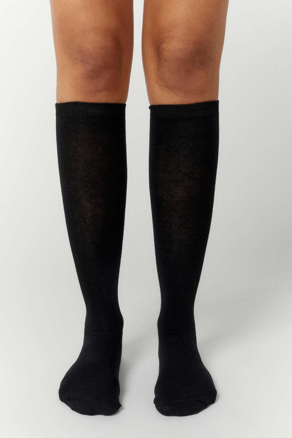 Urban Outfitters Uo Essential Cotton Knee High Sock in Black Lyst