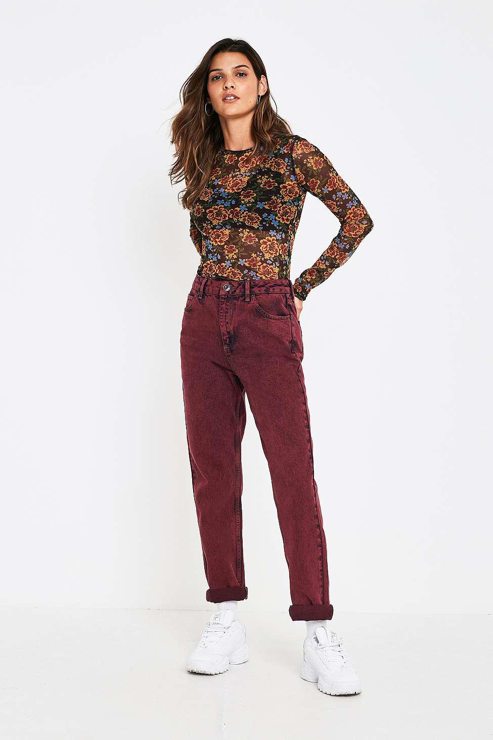 maroon mom jeans