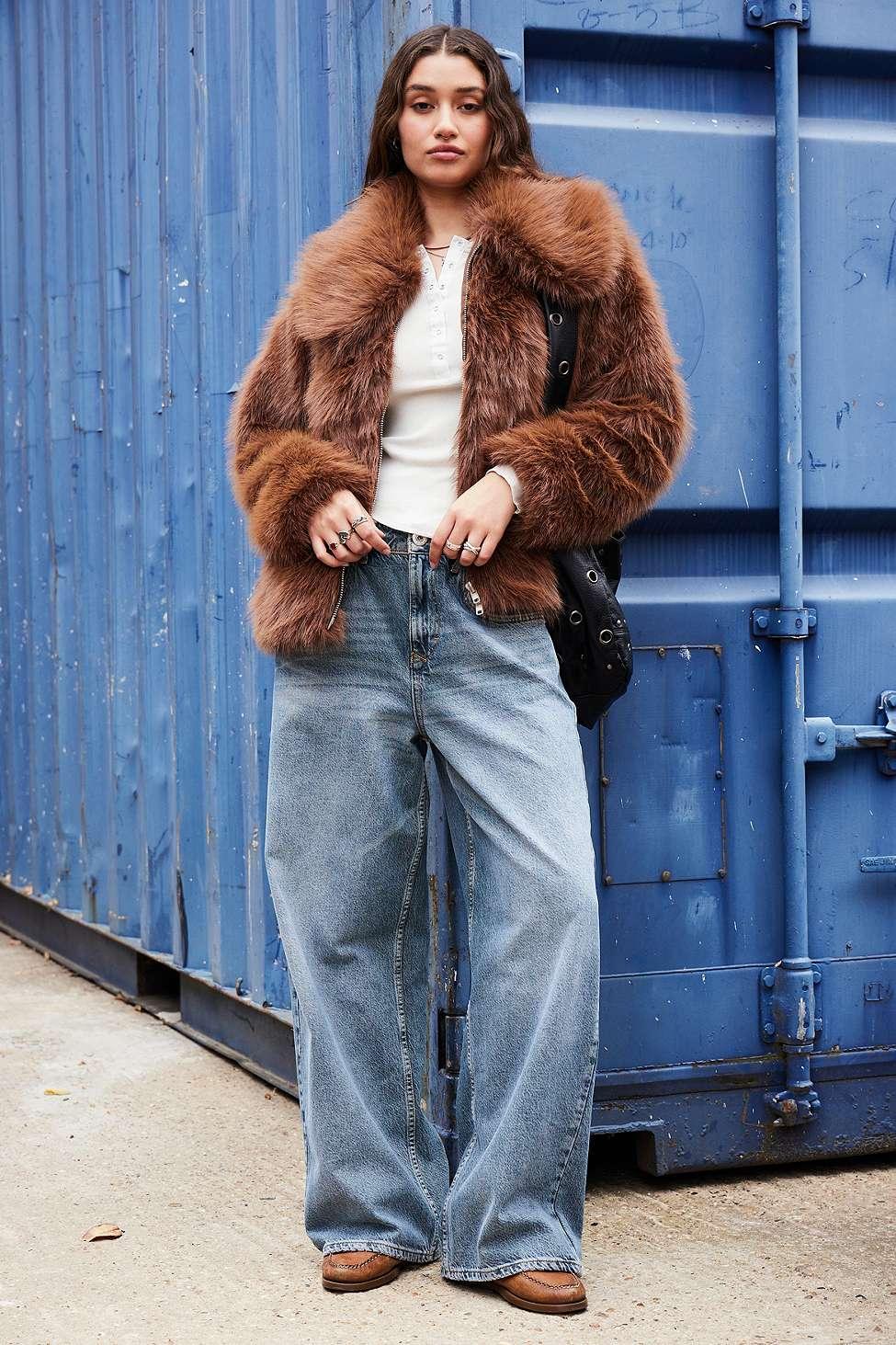 Urban Outfitters Kimchi Blue Brown Faux Fur Coat Jacket Lyst UK