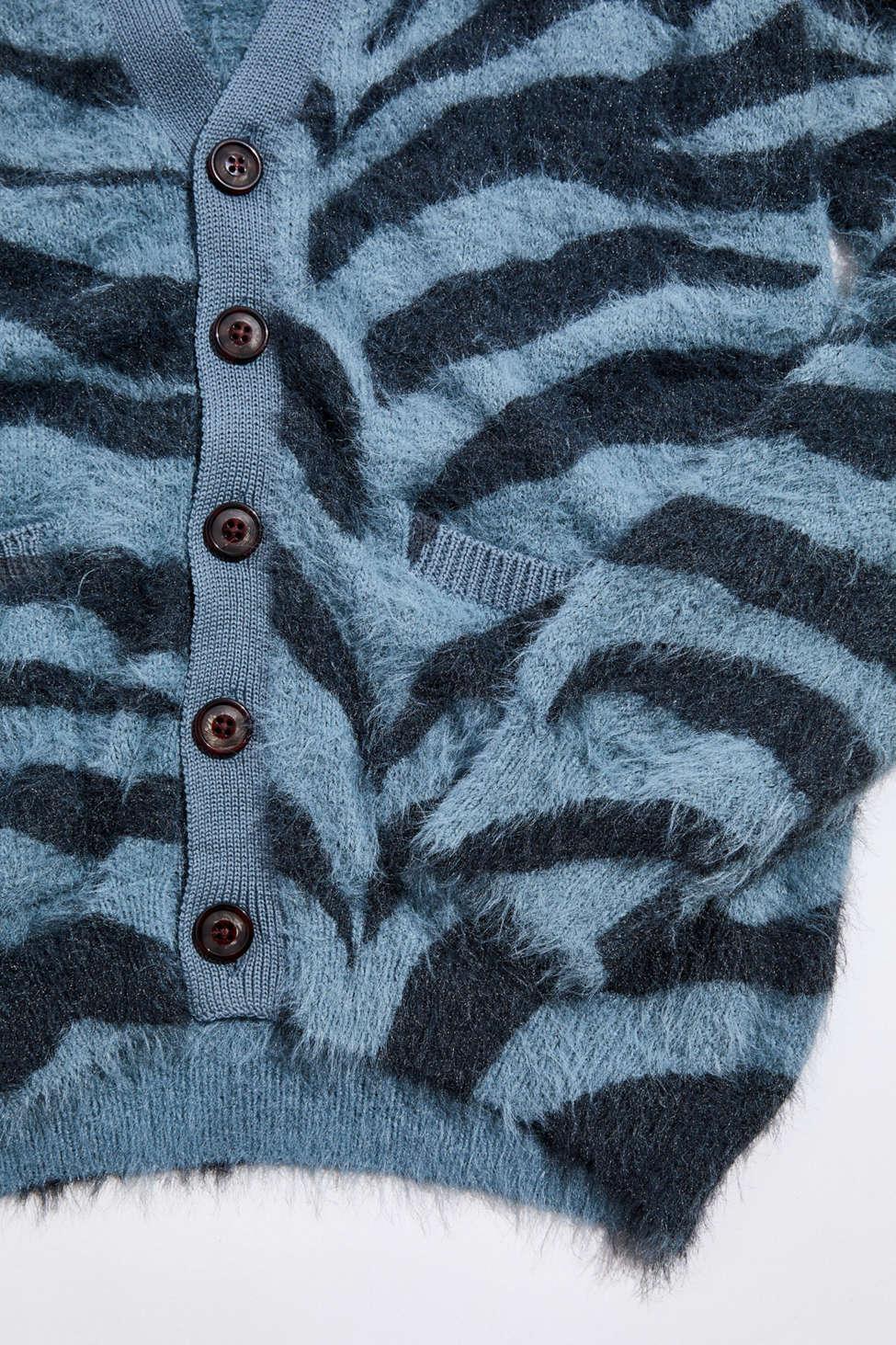 Uo Fuzzy Tiger Print Cardigan 