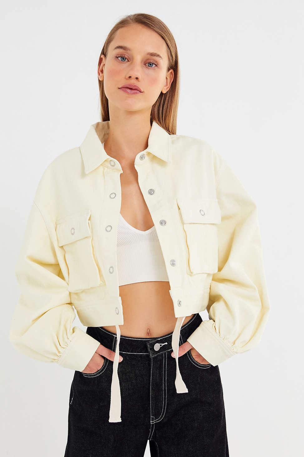 puff sleeve cropped jacket