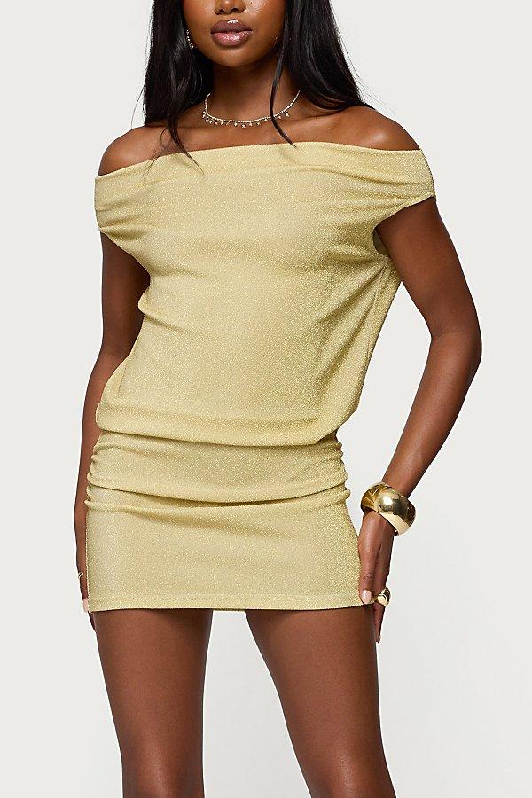 off the shoulder denim dress with belt Off-Shoulder Tie-Front Denim Dress Dark Blue / XL