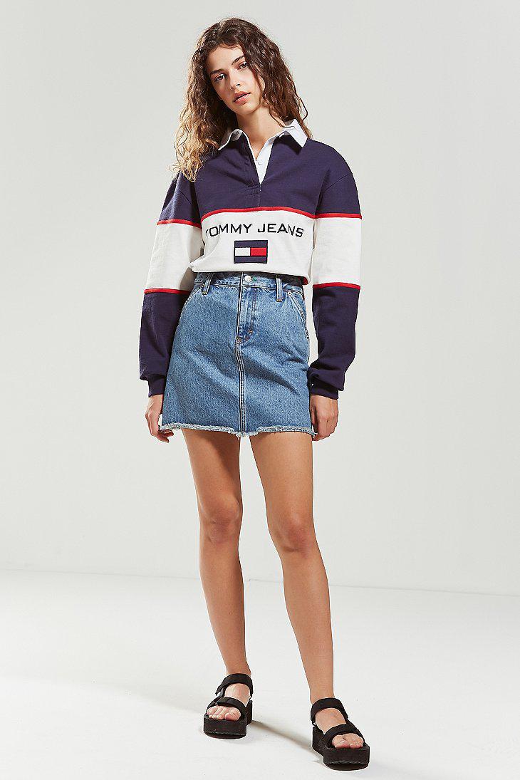 Tommy Hilfiger Denim Tommy Jeans Colorblock Rugby Shirt in Navy 