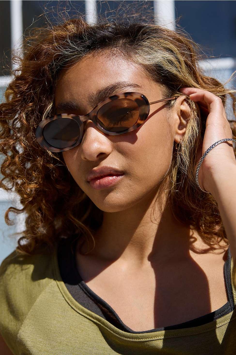 Urban Outfitters Uo Jennie Oval Sunglasses in Brown Lyst UK