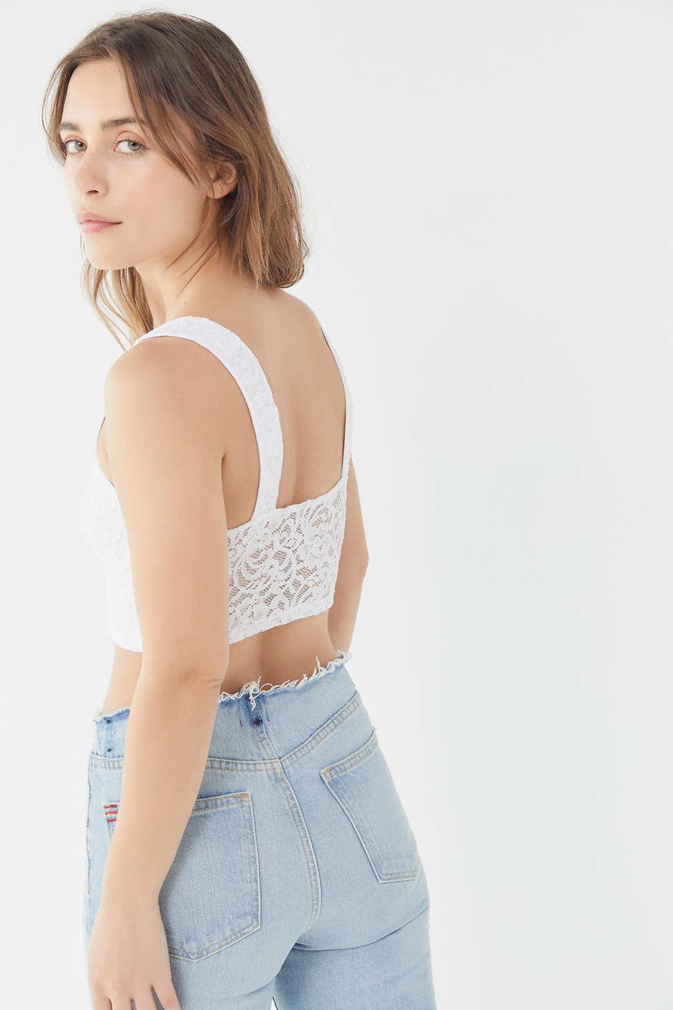 Urban Outfitters Uo Claudia Lace Bustier Cropped Top | Lyst