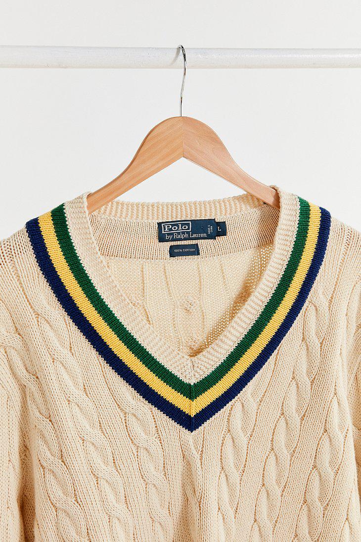 Urban Outfitters Cotton Vintage Polo Ralph Lauren Cable Knit Sweater | Lyst