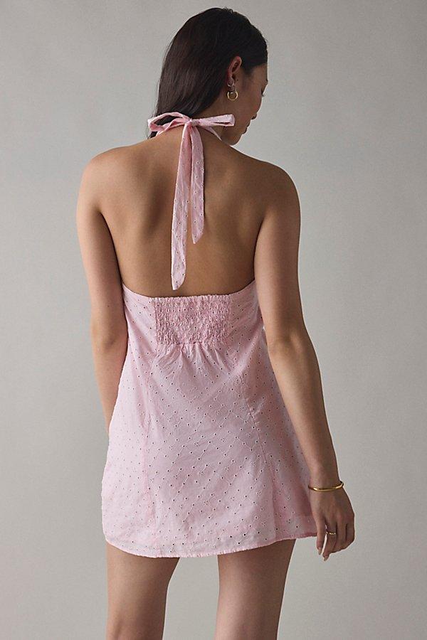 Kimchi Blue Charlie Eyelet Lace Halter Mini Dress in Pink | Lyst