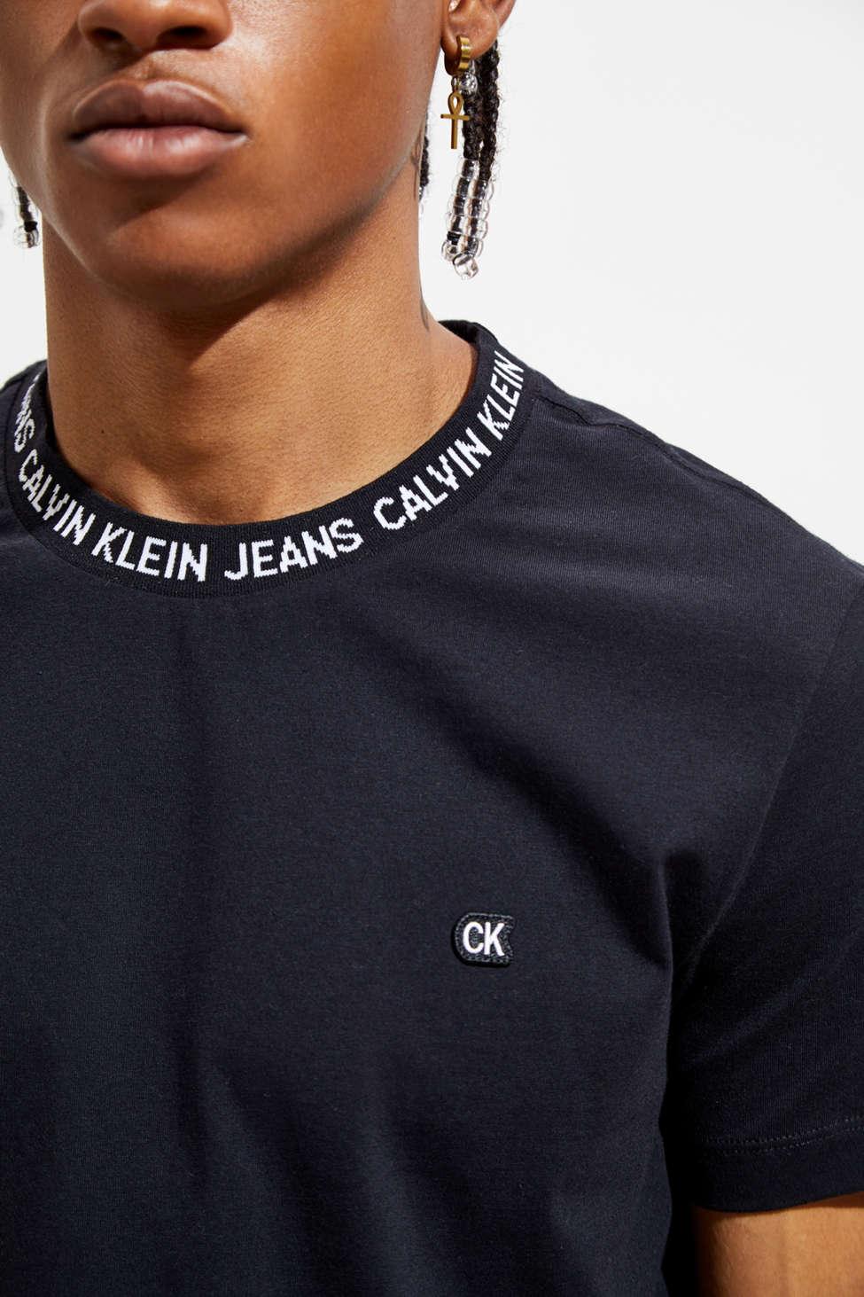 Calvin Klein Cotton Calvin Klein Logo Collar Tee in Blue for Men - Lyst