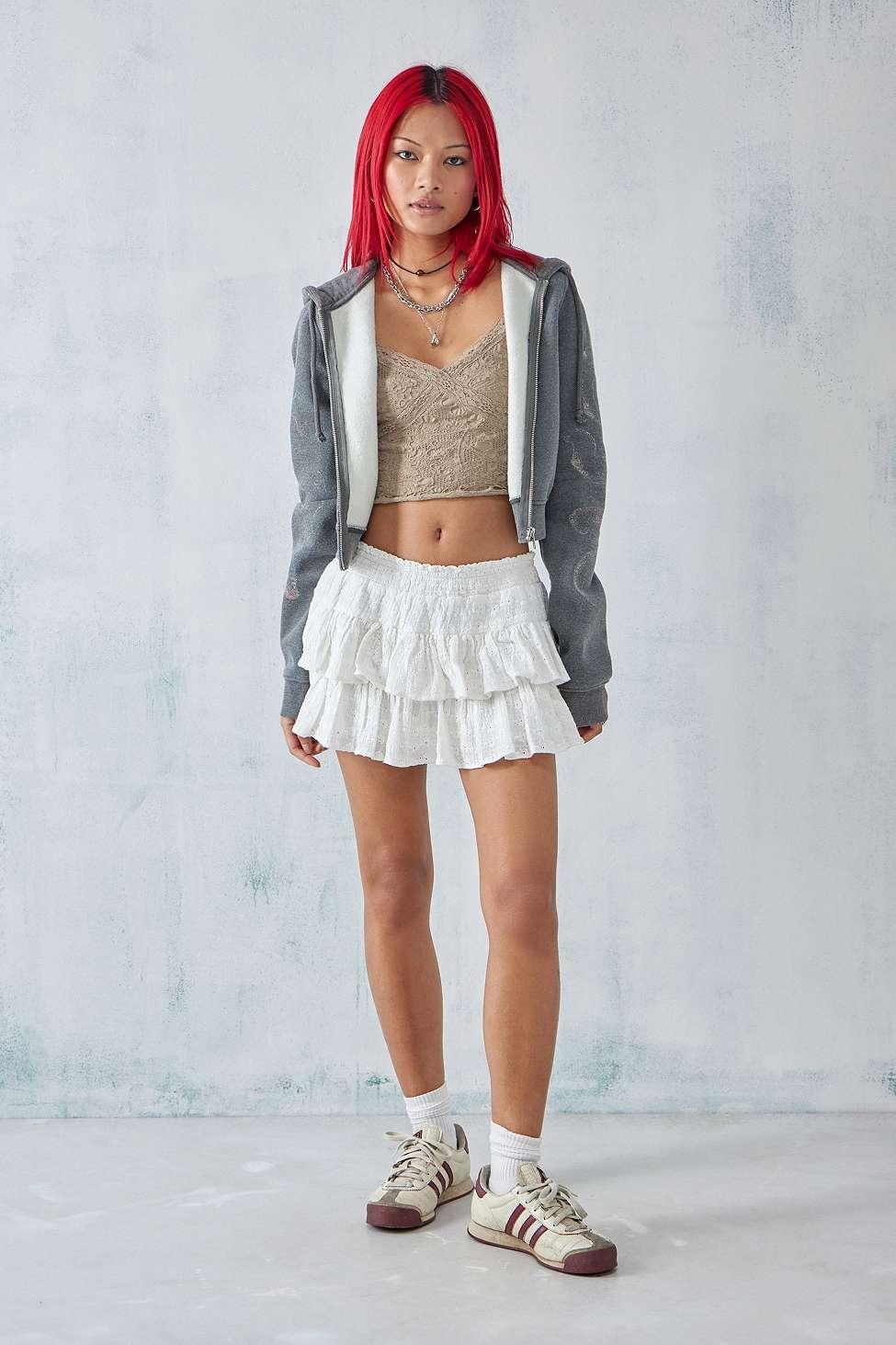 Urban Outfitters Uo Broderie Frill Ruffle Mini Skort in White | Lyst UK