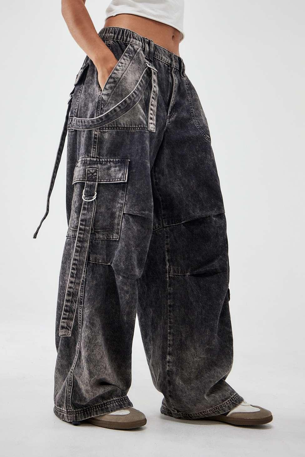 BDG Black Strappy Baggy Cargo Pants Lyst UK