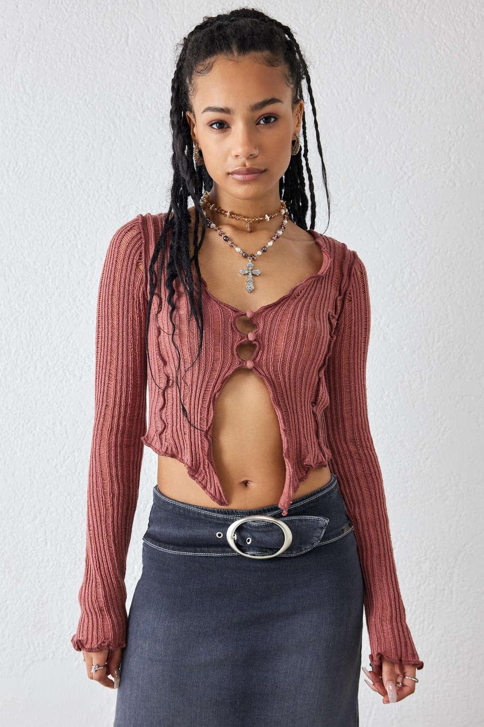Urban Outfitters Uo Laddered Spliced Long Sleeve Top Lyst