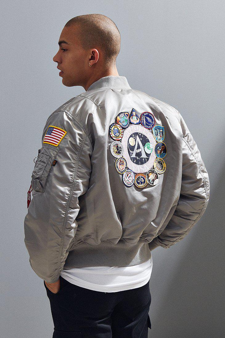 Alpha Industries Satin Alpha Industries Apollo Ma-1 Bomber Jacket in Grey  (Gray) for Men | Lyst