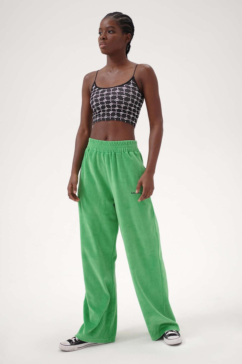 iets frans Velour Wide Leg Pant in Green