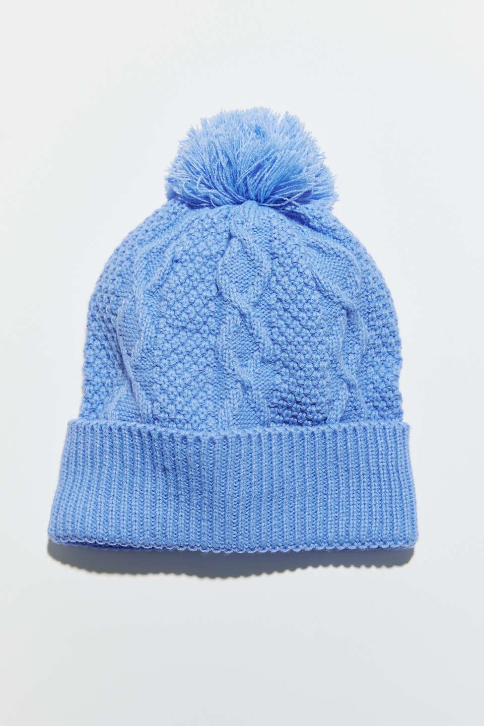 Urban Outfitters Demi Cable Knit Pom Beanie in Blue | Lyst