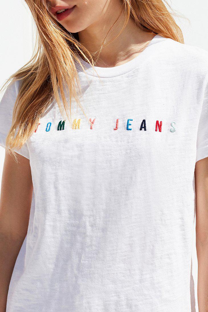 tommy jeans t shirt rainbow cheap online