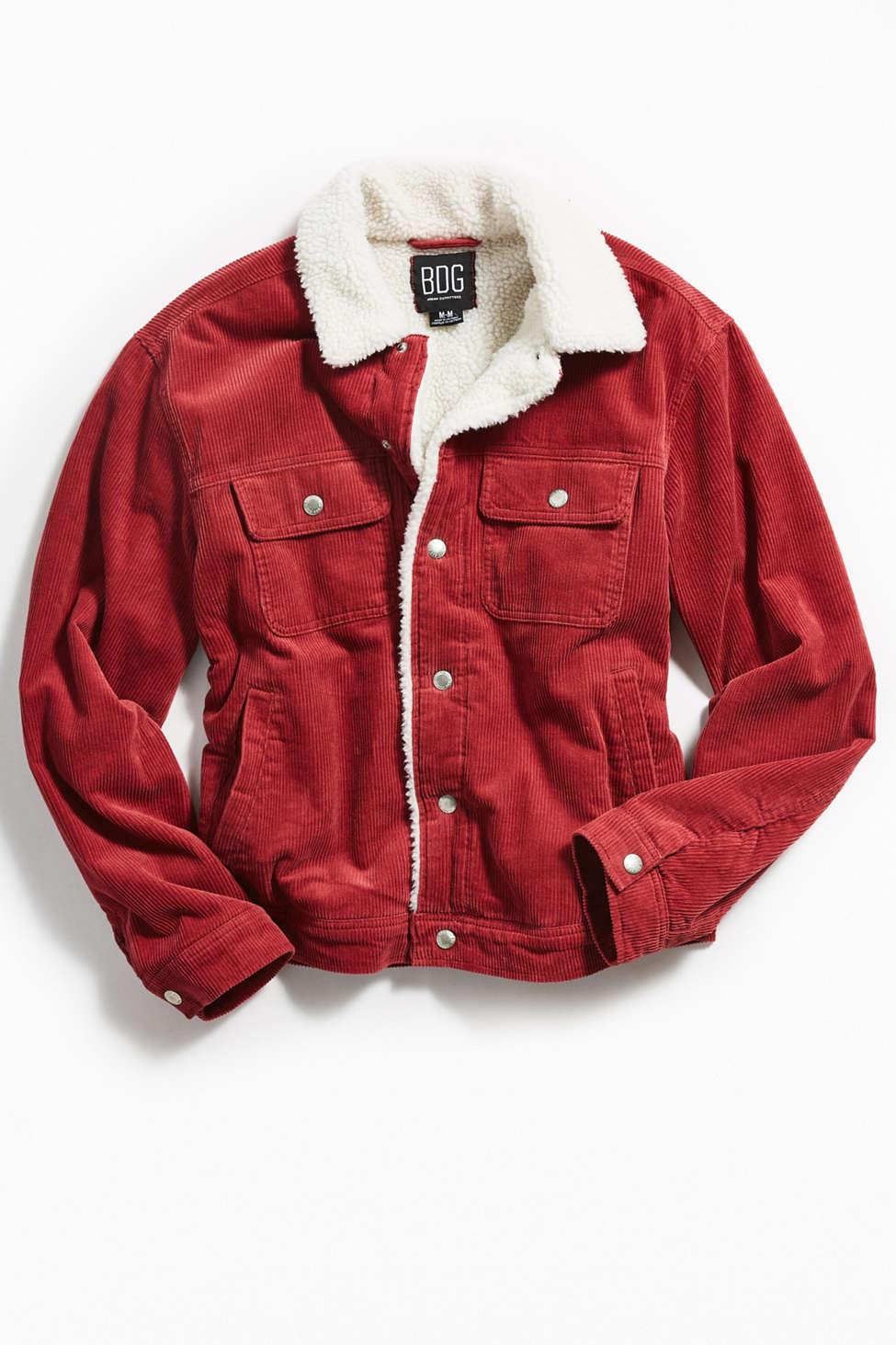 red corduroy sherpa jacket