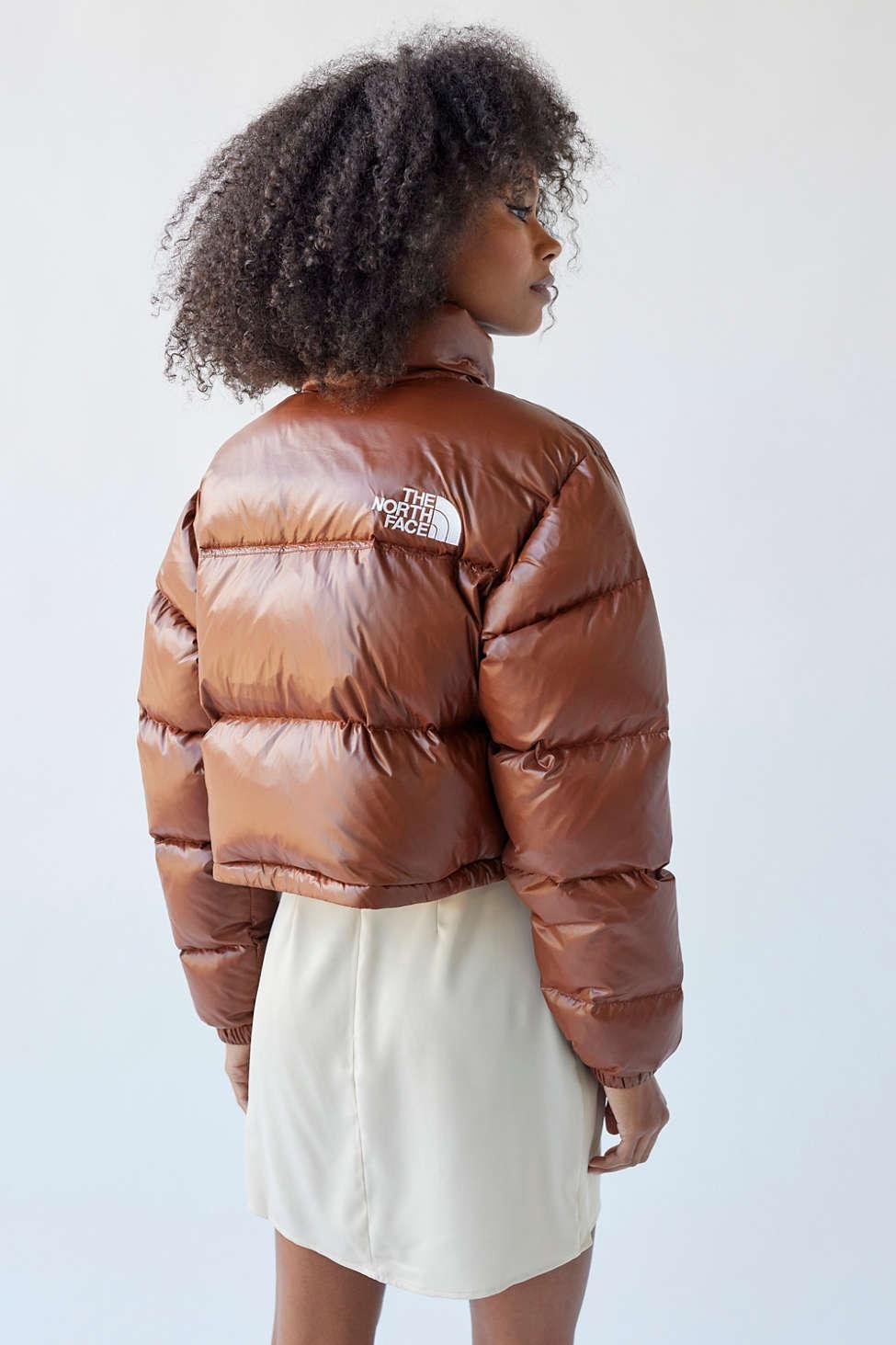 The North Face 1996 Retro Nuptse Cropped Jacket in Brown | Lyst