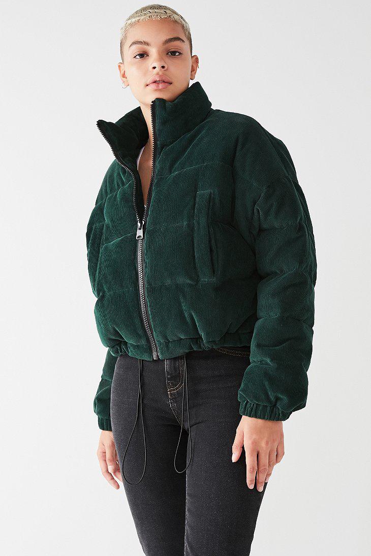 Urban Outfitters Uo Corduroy Puffer Jacket in Dark Green (Green) - Lyst