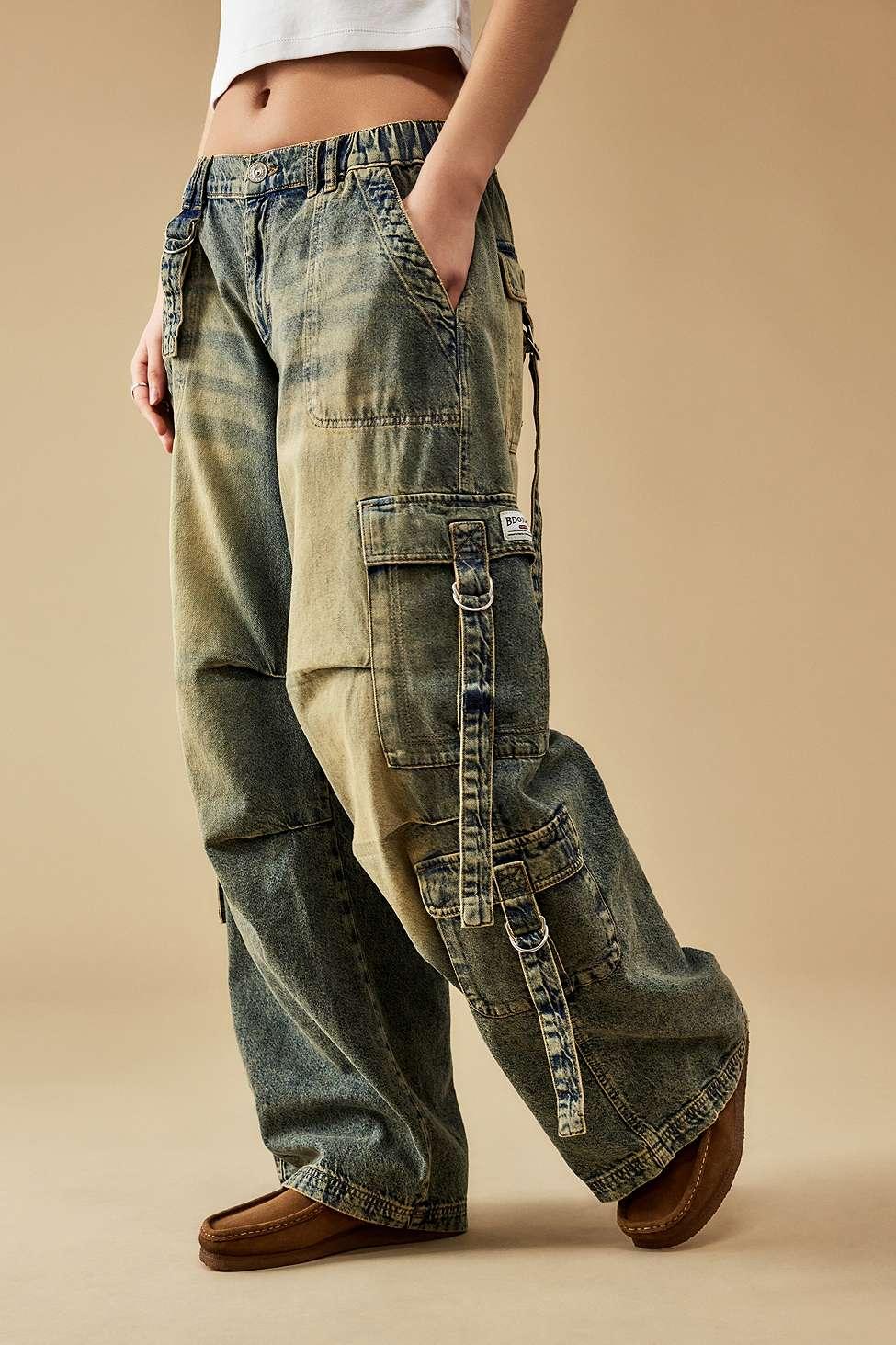 BDG Sand Tinted Denim Strappy Cargo Pants in Green Lyst UK