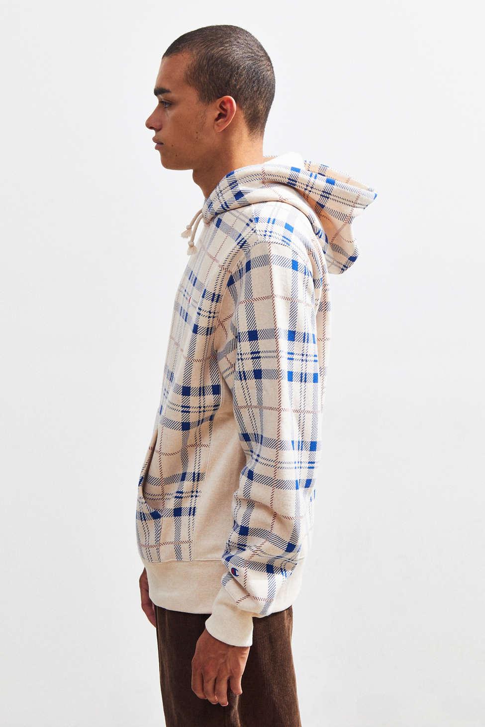 Champion Champion Uo Exclusive Plaid Reverse Weave Hoodie for Men | Lyst