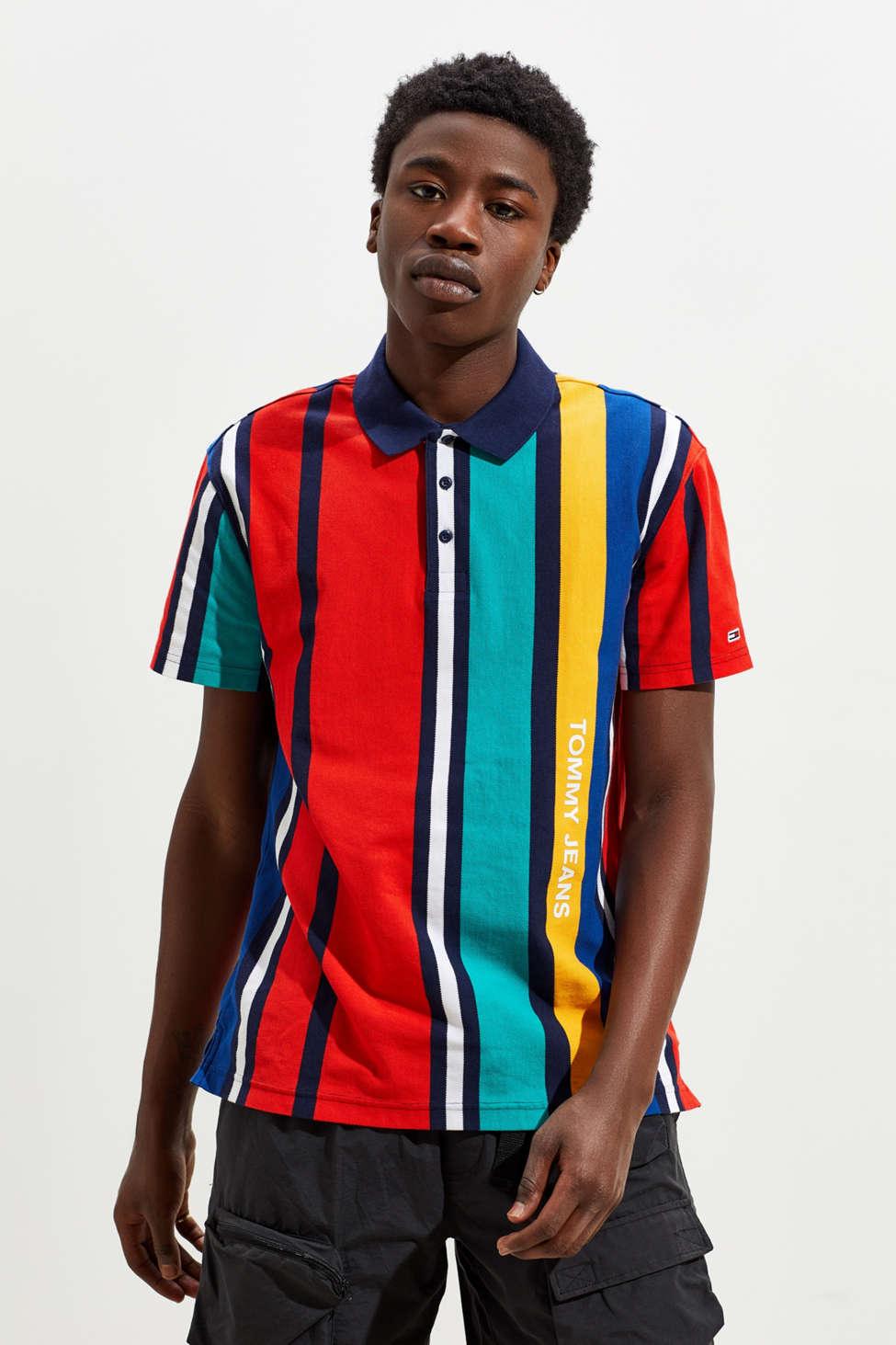 tommy jeans vertical stripe polo shirt