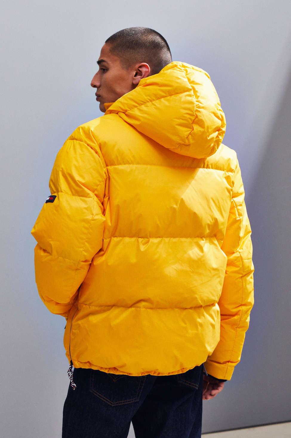 tommy jeans yellow padded popover jacket