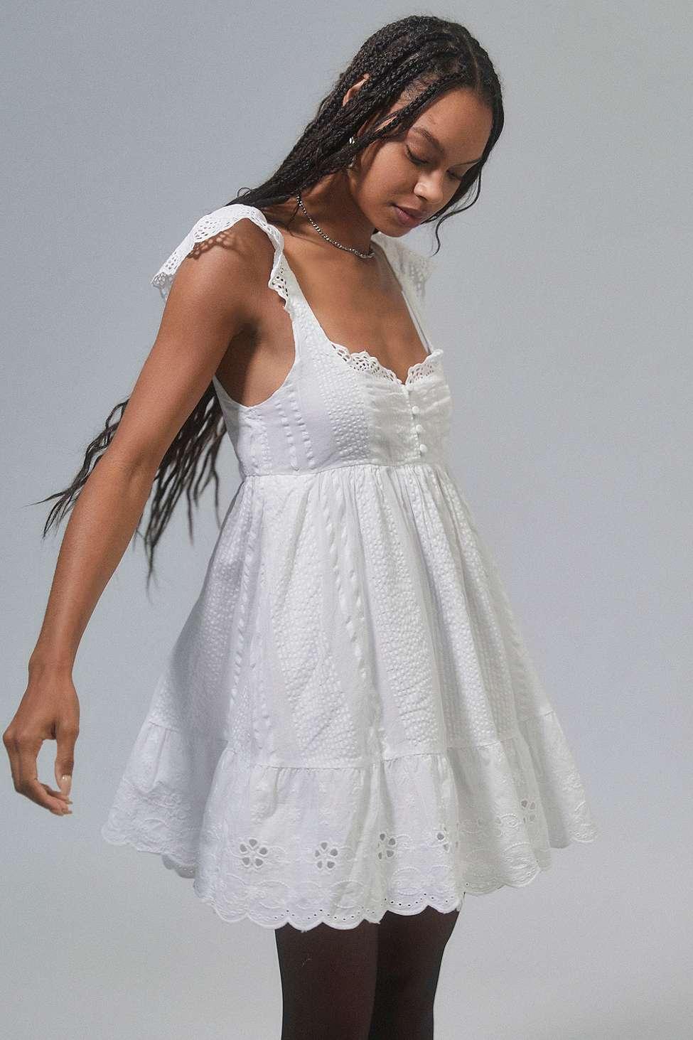 Urban Outfitters Uo Wildflower Lace Babydoll Mini Dress in Grey | Lyst UK