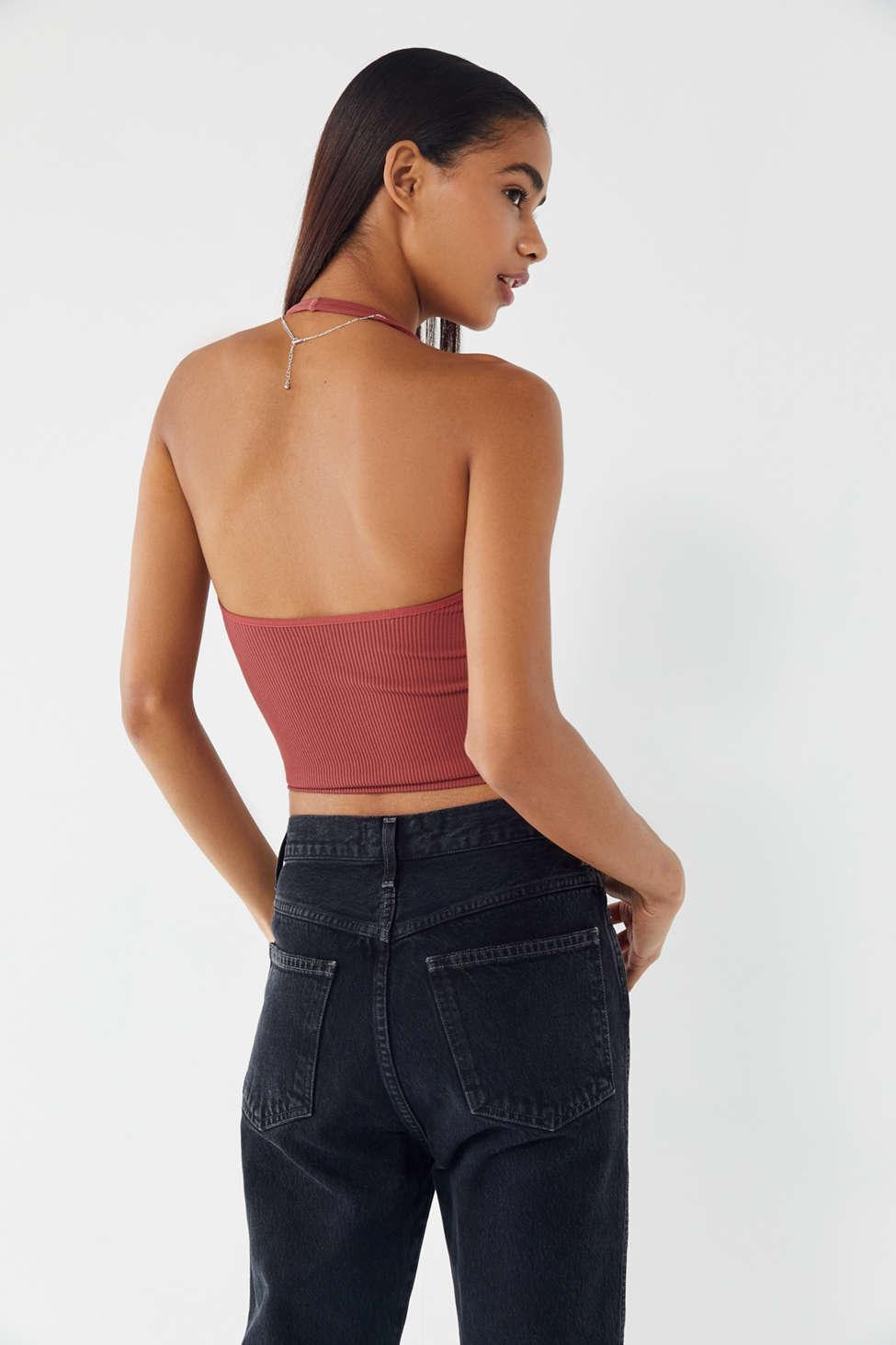 Out From Under Jackie Seamless Halter Neck Top in Red | Lyst