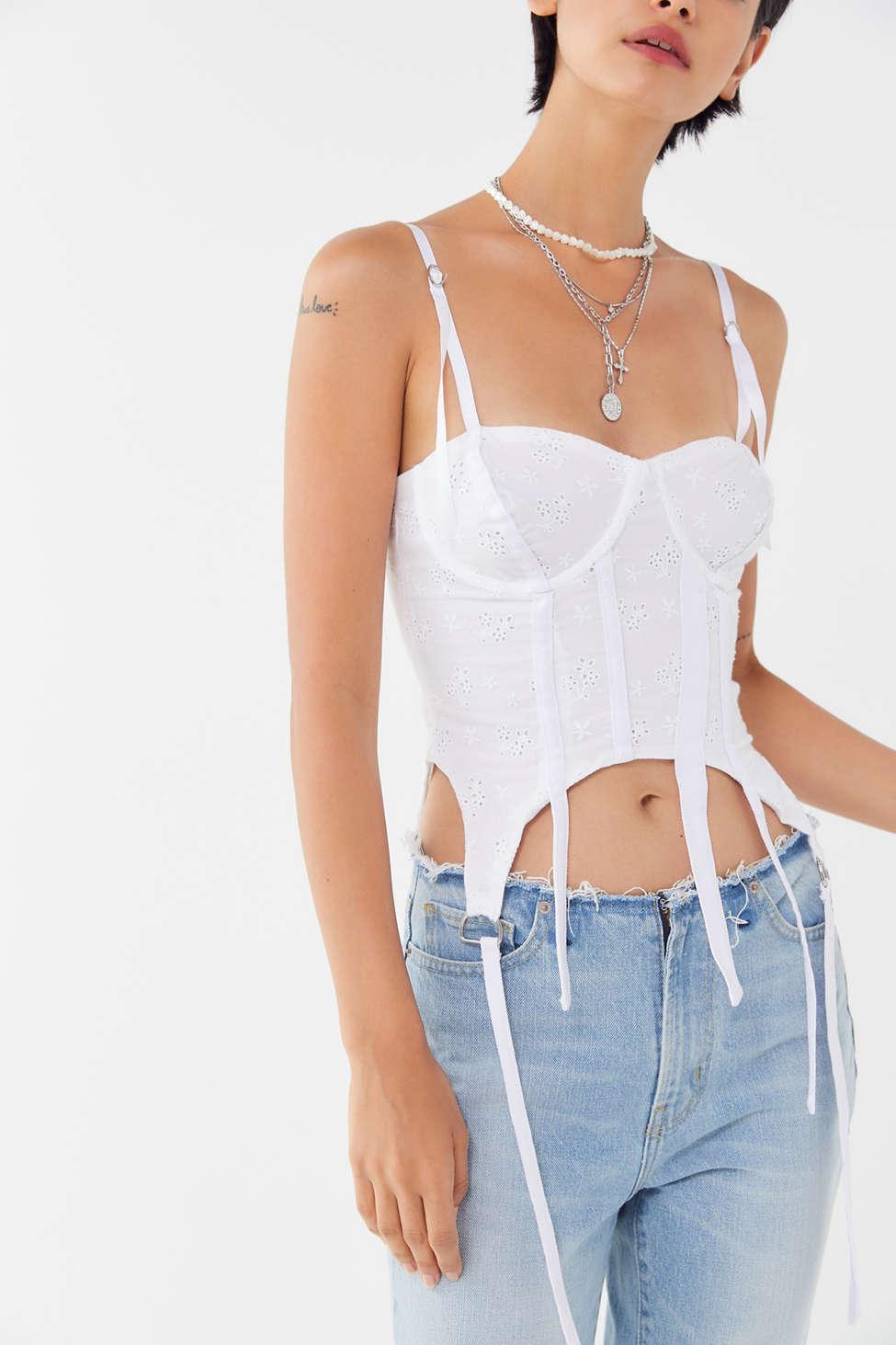 For Love Lemons Cotton Sylvie Corset Top In Blue Lyst