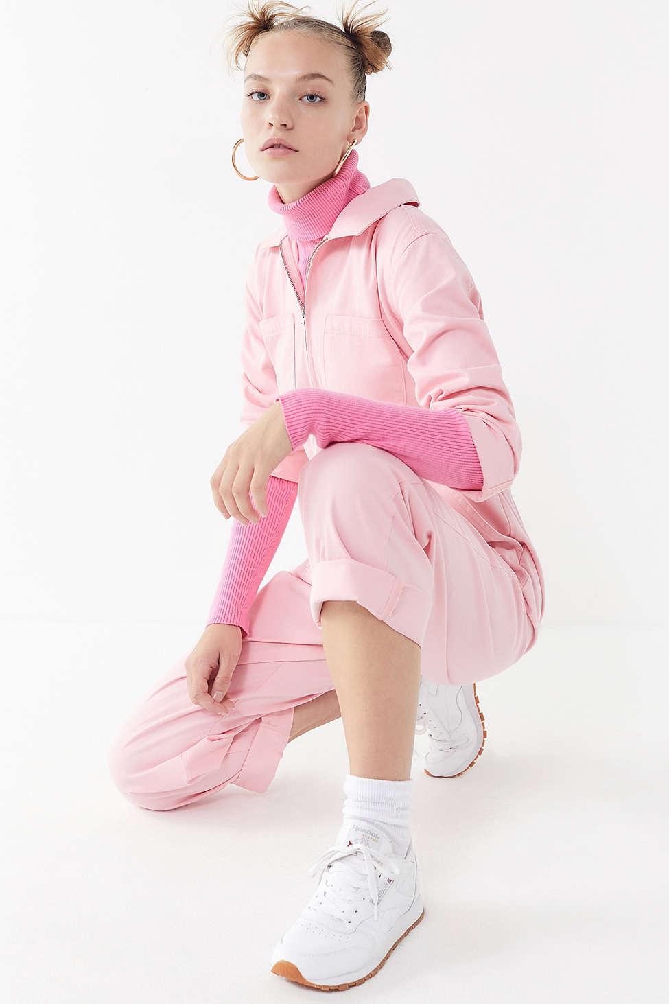 Urban Outfitters Cotton Uo Rosie Pink Utility Jumpsuit | Lyst