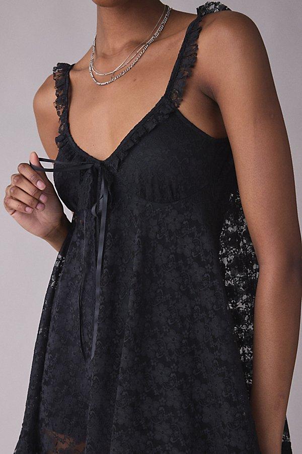 Urban Outfitters Uo Primrose Lace Babydoll Romper in Black | Lyst