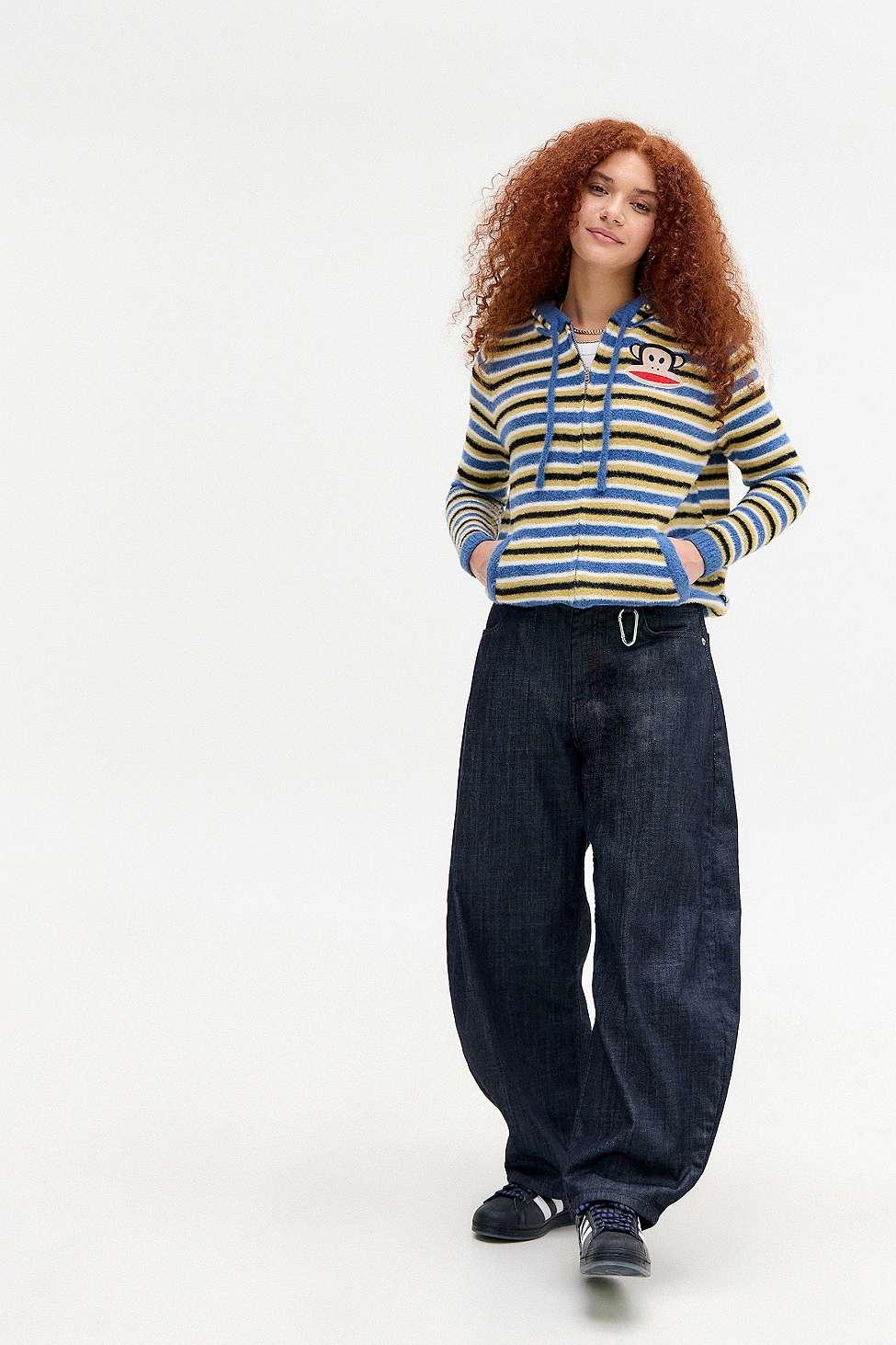 Daisy Street X Paul Frank Stripe Zip-through Knit Hoodie S At