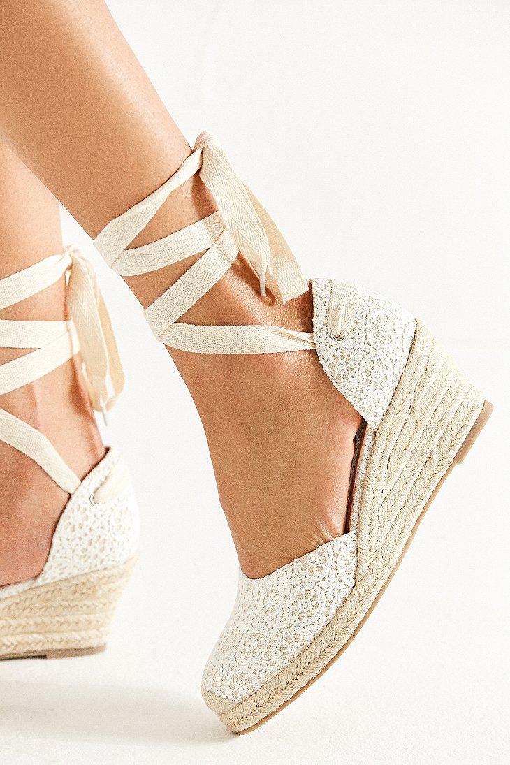 Uo Espadrille Lace-up Wedge 