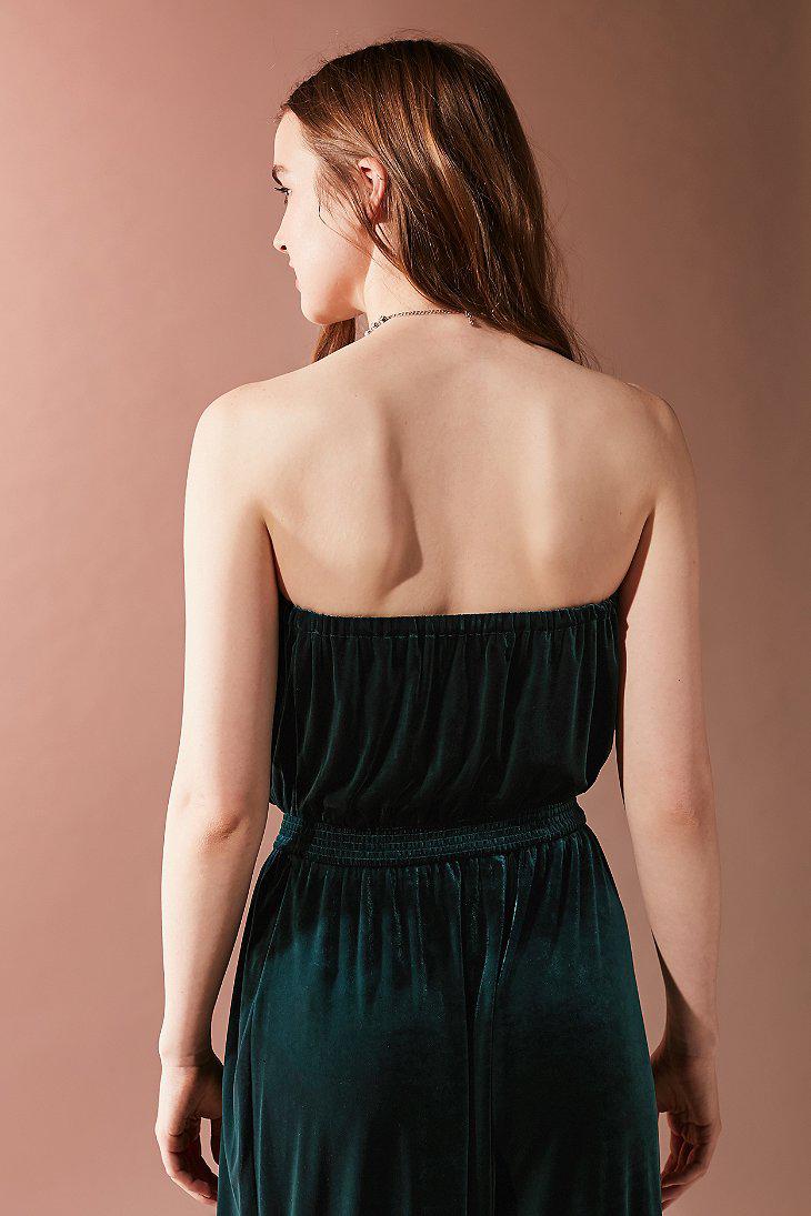 urban outfitters green velvet jumpsuit