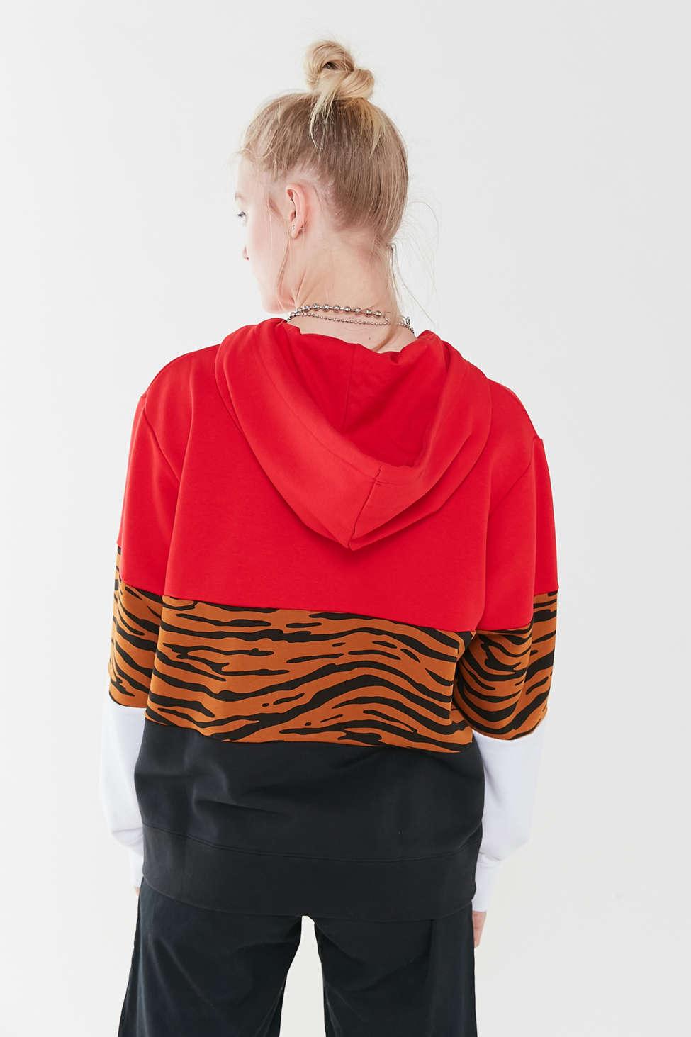 Nike Colorblock Animal Print Hoodie Sweatshirt in Red - Lyst