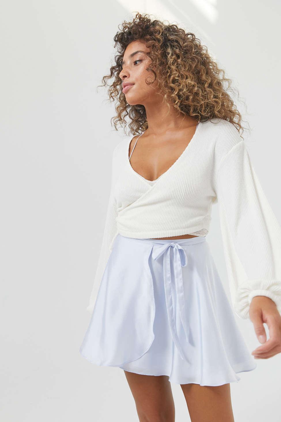 Urban Outfitters Uo Wendy Satin Wrap Skirt in Blue | Lyst