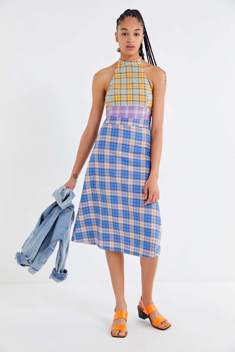 urban outfitters yellow plaid dress