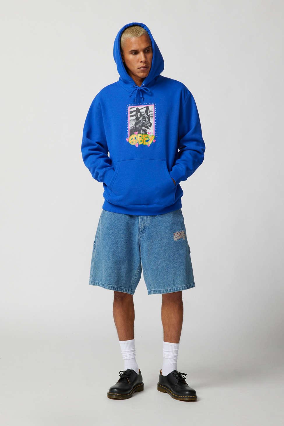 Obey Peace Dog Hoodie Sweatshirt In Blue at Urban Outfitters for