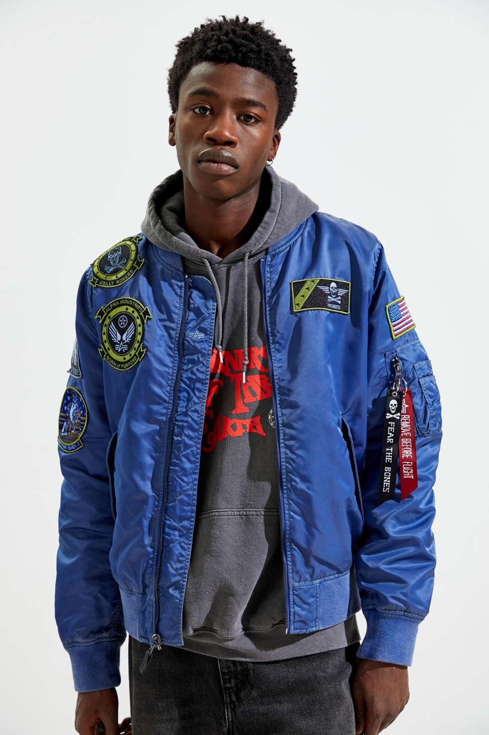 Alpha Industries Synthetic L2b Fear The Bones Battlewash Bomber Jacket in Blue for Men Lyst