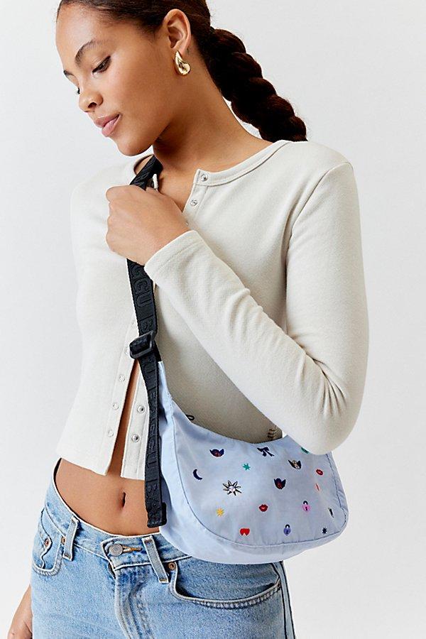 BAGGU Uo Exclusive Embroidered Small Nylon Crescent Bag in White Lyst
