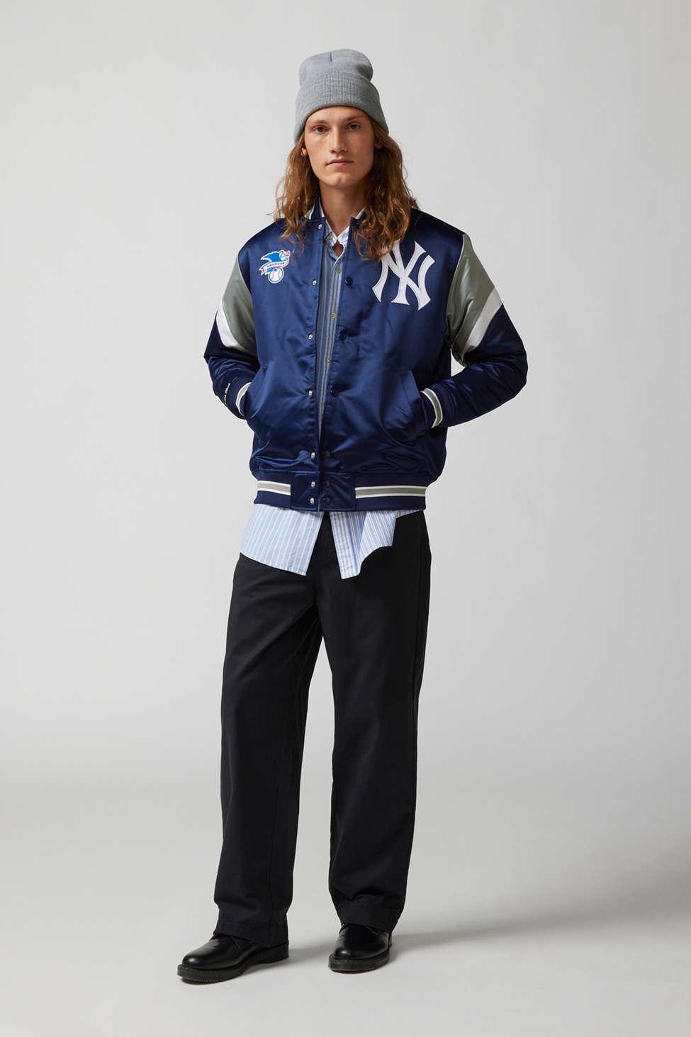 Mitchell & Ness Navy New York Yankees Highlight Reel Windbreaker Half-Zip Hoodie Jacket