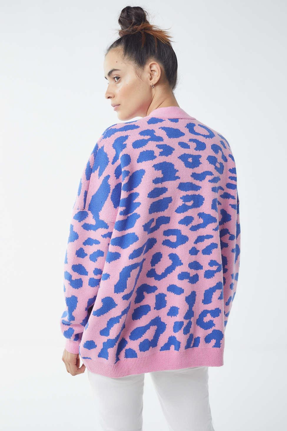 Lazy Oaf Cotton Pink Leopard Cardigan - Lyst