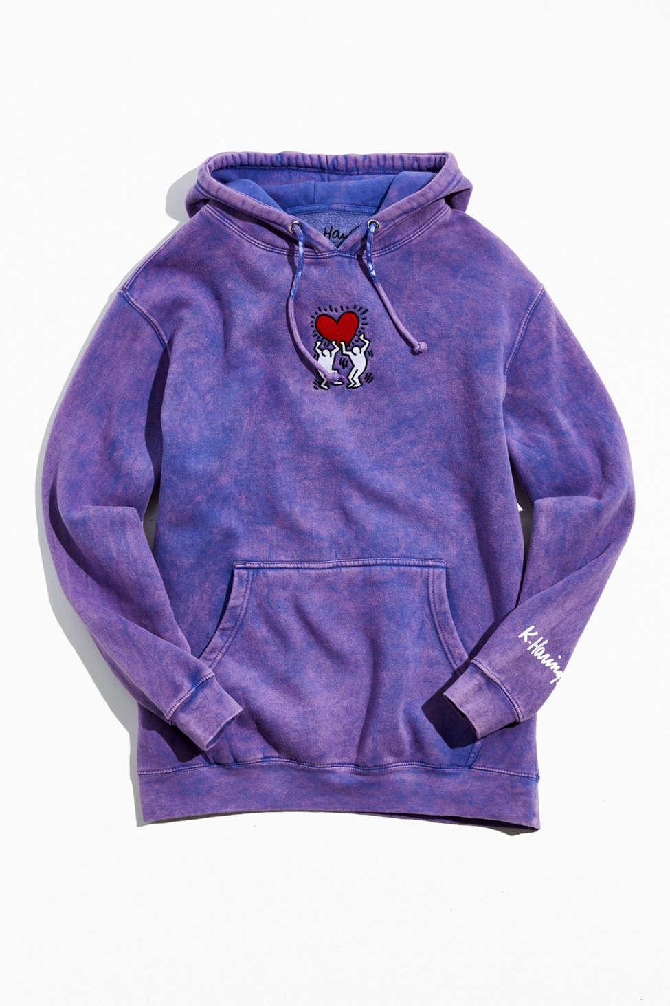 Urban Outfitters Keith Haring Embroidered Hoodie Sweatshirt in Purple for  Men | Lyst