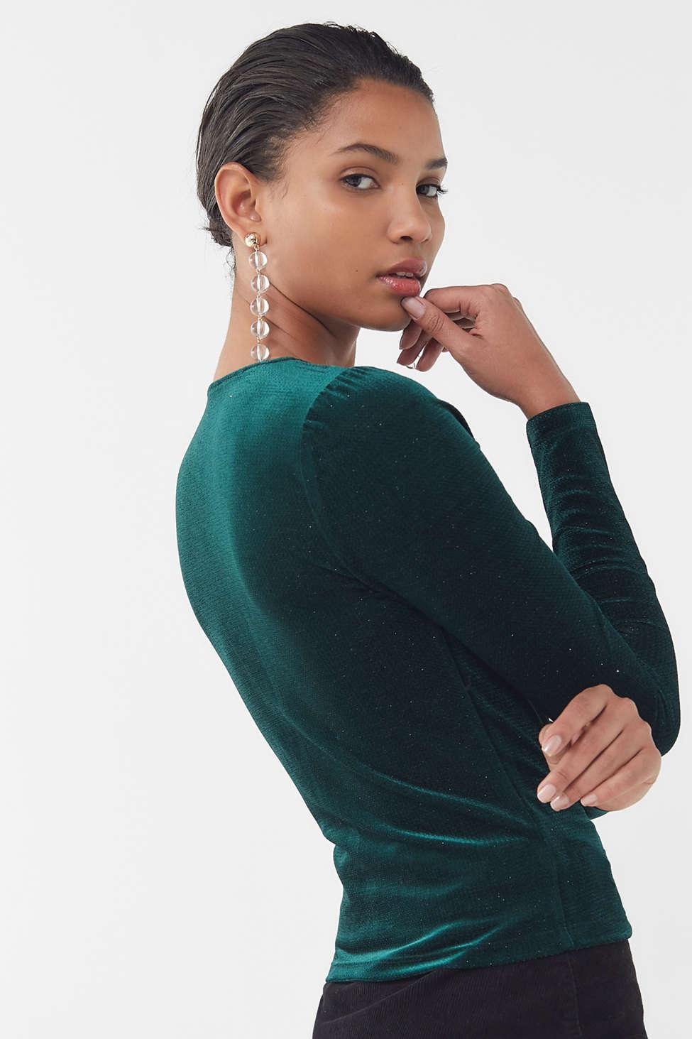 Urban Outfitters Uo Bree Velvet V-neck 