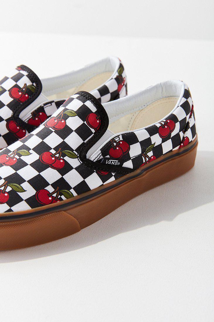 Vans Canvas Vans Cherry Checkerboard Classic Slip-on Sneaker in Black | Lyst