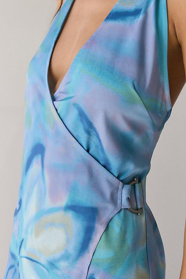 Kimchi Blue Raya Plunging Halter Wrap Mini Dress in Blue | Lyst