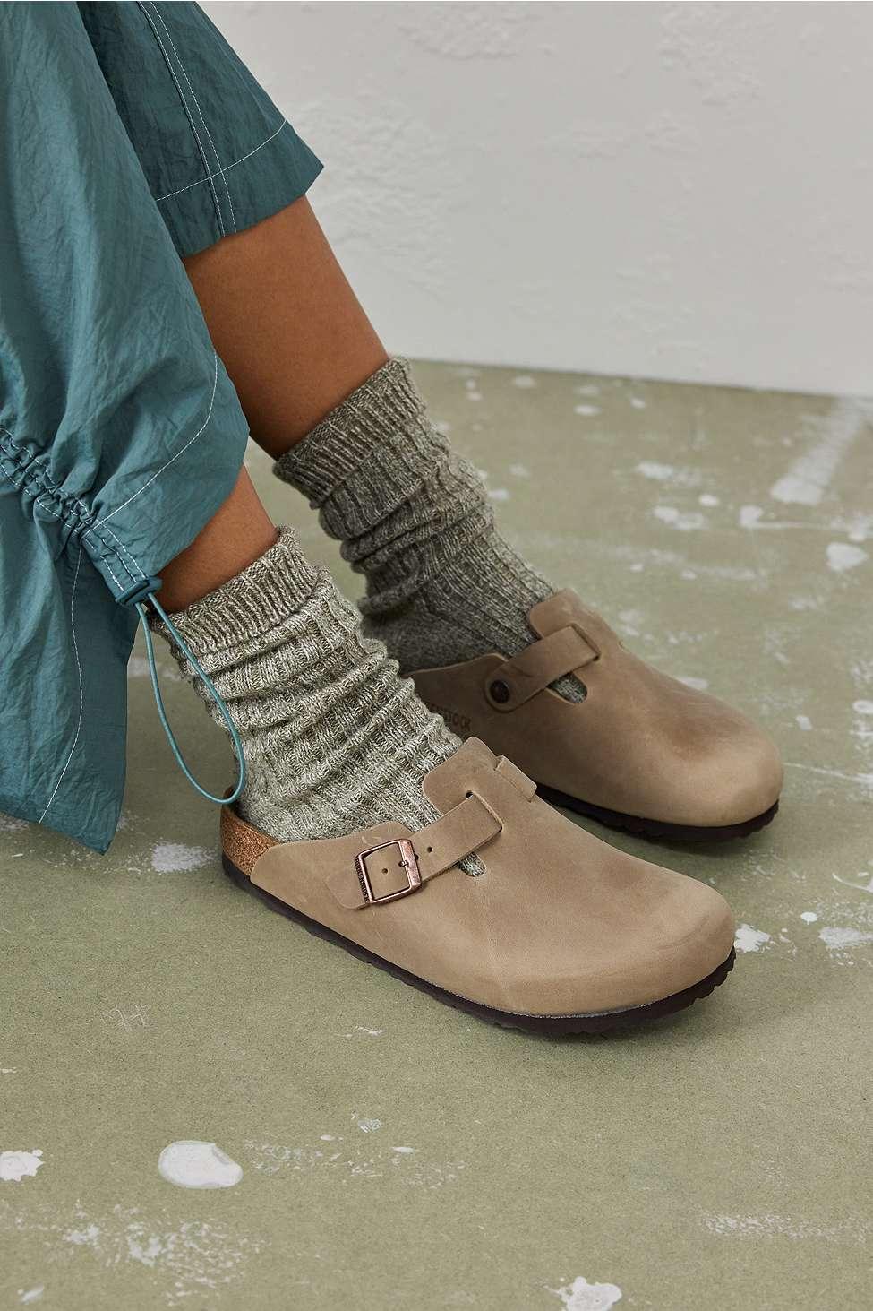 tobacco boston clogs Birkenstock Boston Oiled Tobacco Leather Clogs in Grey