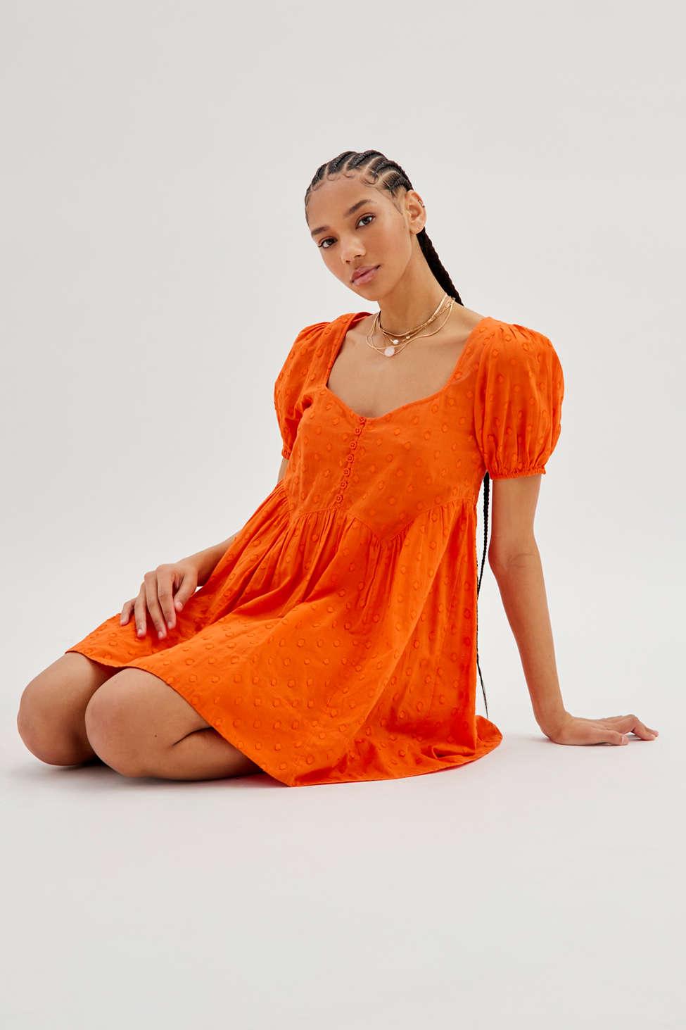 Urban Outfitters Uo Macy Polka Dot Mini Dress in Orange | Lyst
